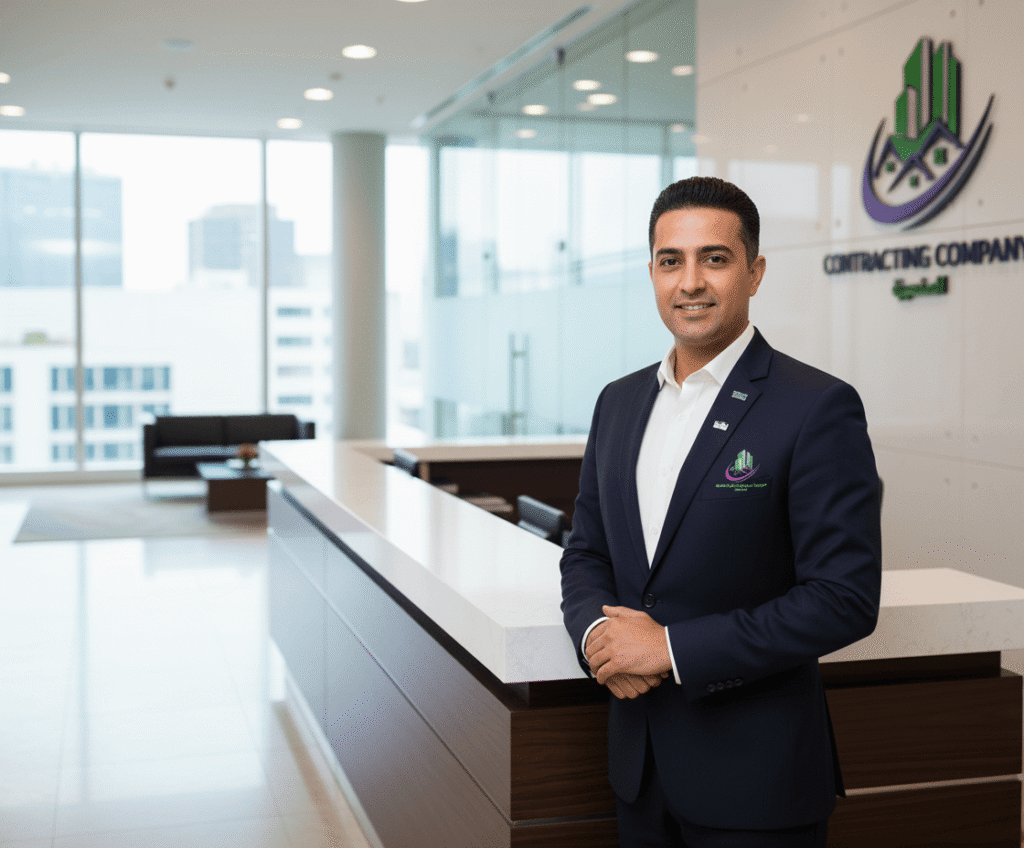 male branded receptionist